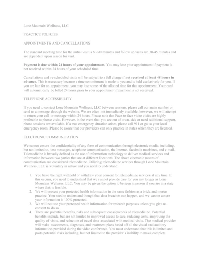 Patient Practice Policies